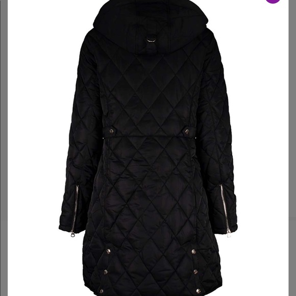 Jessica Simpson Faux Fur-Trim Hooded Quilted Coat - Picture 2 of 4